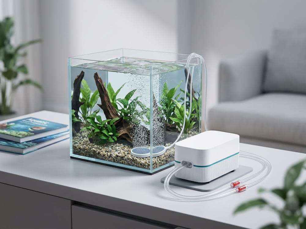 Panduan Memilih Pompa Udara Akuarium Senyap di Indonesia — supporting aquarium detail