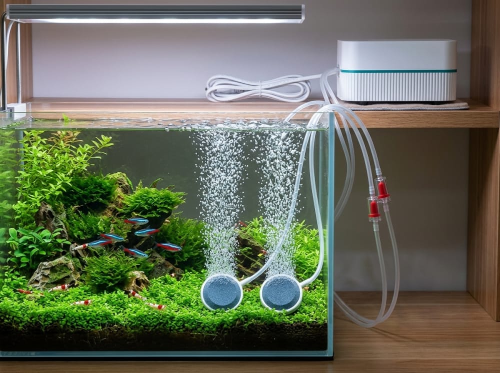 Panduan Memilih Pompa Udara Akuarium Senyap di Indonesia — practical setup example
