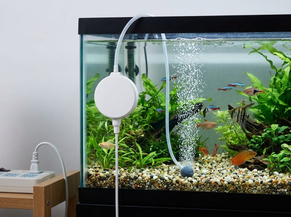 Pompa Udara dan Filter Akuarium di Indonesia — supporting aquarium detail