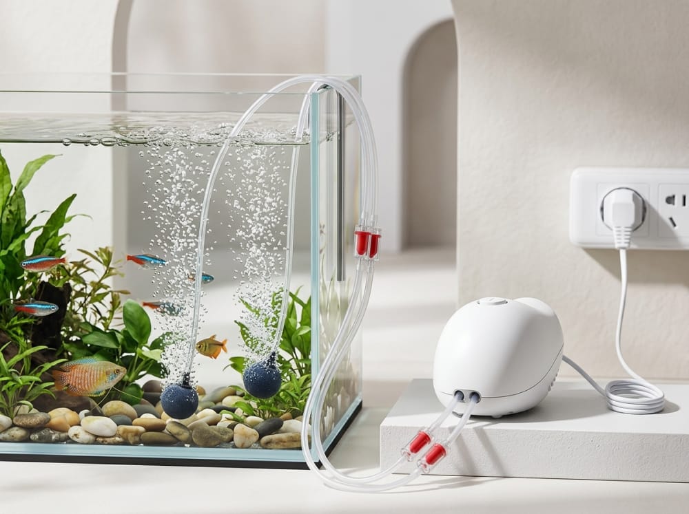 Perlukah Pompa Udara Mini untuk Akuarium di Indonesia? — supporting aquarium detail