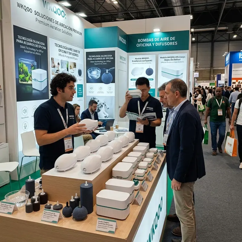 Stan pameran produk akuarium WKAQOO di IBERZOO&PROPET Mar 2023, Madrid untuk menjangkau distributor global dan pembeli OEM