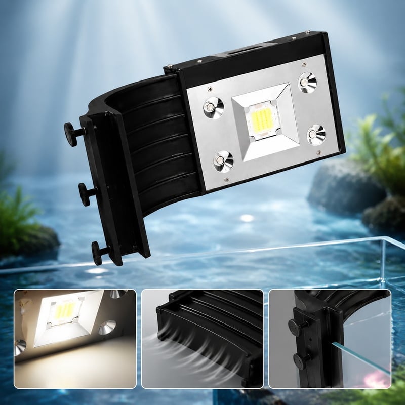 Gambar keunggulan model WK004 Aquarium Tank Set with High Power Clip-On LED Light untuk distributor peralatan akuarium dan tim pengadaan