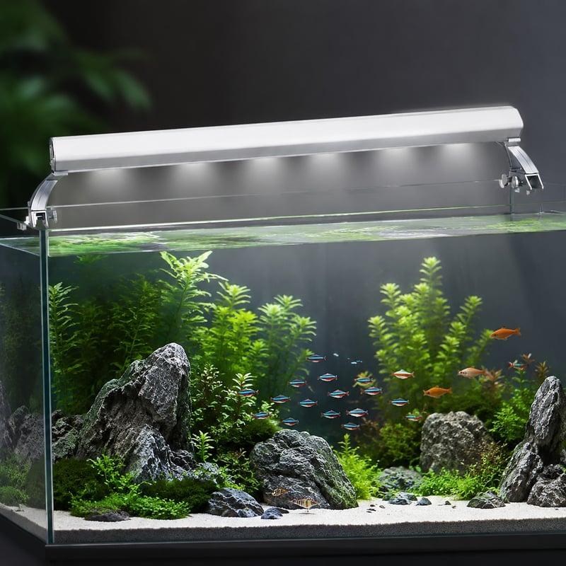 Lampu Akuarium T5 HO 2 Lampu WK007 gambar performa model WK007 untuk distributor peralatan akuarium dan tim pengadaan