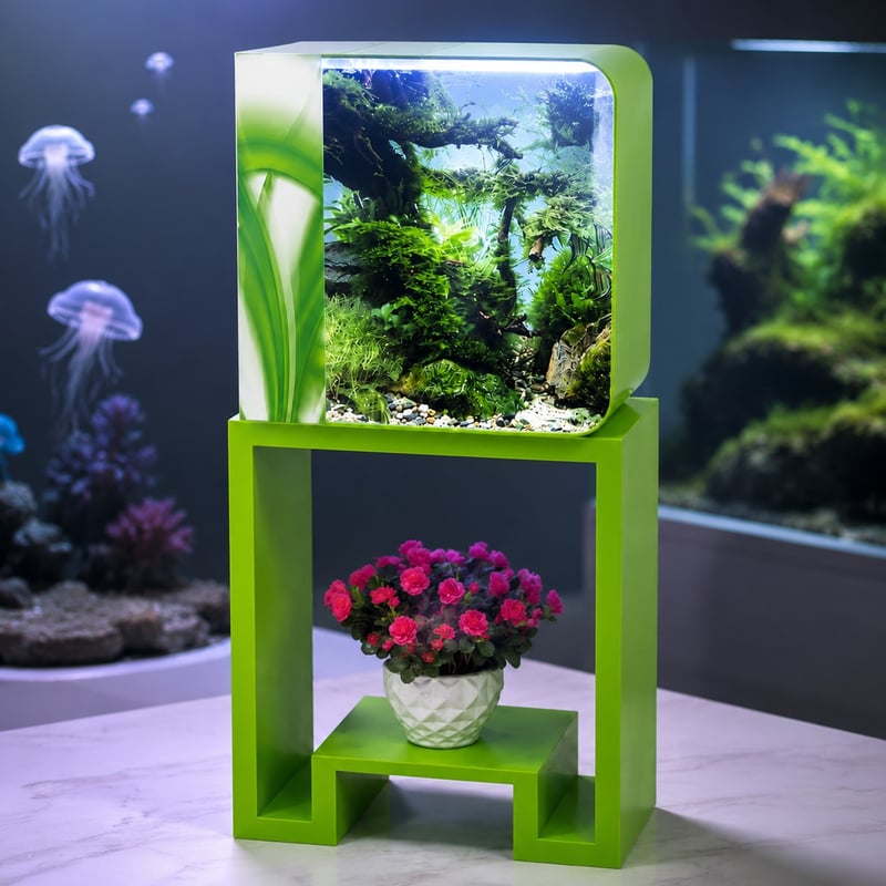 Gambar performa model WK010 Akuarium Ikan Akrilik All-in-One WK010 dengan LED RGB untuk distributor tangki akuarium dan tim pengadaan