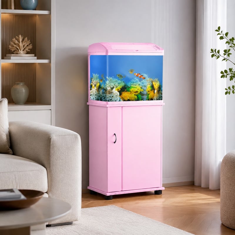 Akuarium Ikan Kaca Bagian Depan Cembung WK047 dengan Kabinet dan Lampu LED model WK047 gambar fungsi untuk distributor dan tim pengadaan tangki akuarium