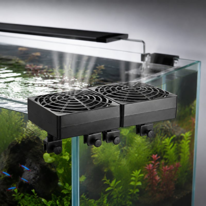 Gambar performa Kipas Pendingin Akuarium Jepit Dua Kepala WK061 untuk Akuarium Ikan model WK061 bagi distributor peralatan akuarium dan tim pengadaan