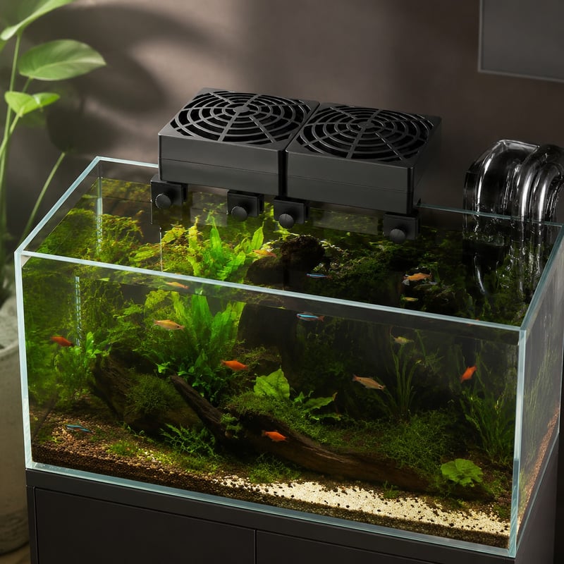 Gambar fungsi Kipas Pendingin Akuarium Jepit Dua Kepala WK061 untuk Akuarium Ikan model WK061 bagi distributor peralatan akuarium dan tim pengadaan