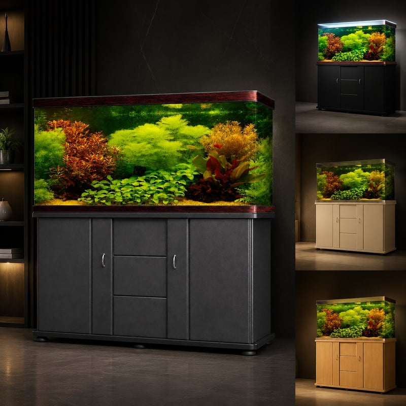 Gambar keunggulan Tangki Ikan Akuarium Kaca Hb WK068 dengan Kabinet model WK068 untuk distributor dan tim pengadaan tangki akuarium