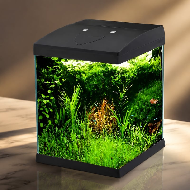 Gambar detail 5 Tangki Akuarium Kaca Mini Tanpa Bingkai WK072 dengan Lampu LED model WK072 untuk pembeli grosir dan OEM tangki akuarium