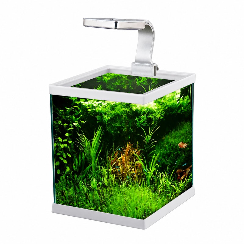 WK076 Tangki Akuarium Mini Terbuka Tanpa Bingkai dengan Lampu LED untuk grosir, OEM, dan pasokan distributor tangki akuarium