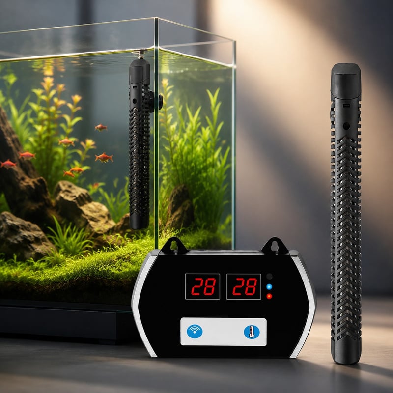 Gambar keunggulan Pemanas Akuarium WK092 yang Dikendalikan melalui Aplikasi model WK092 untuk distributor peralatan akuarium dan tim pengadaan