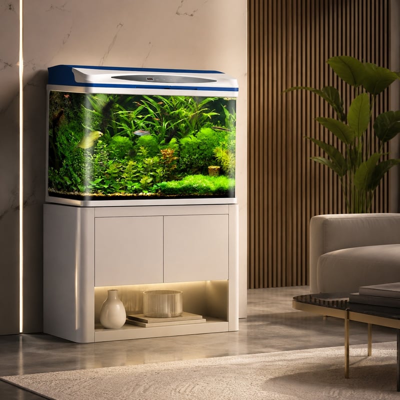Akuarium kaca dengan lampu LED WK097 model WK097 gambar keunggulan untuk distributor akuarium dan tim pengadaan