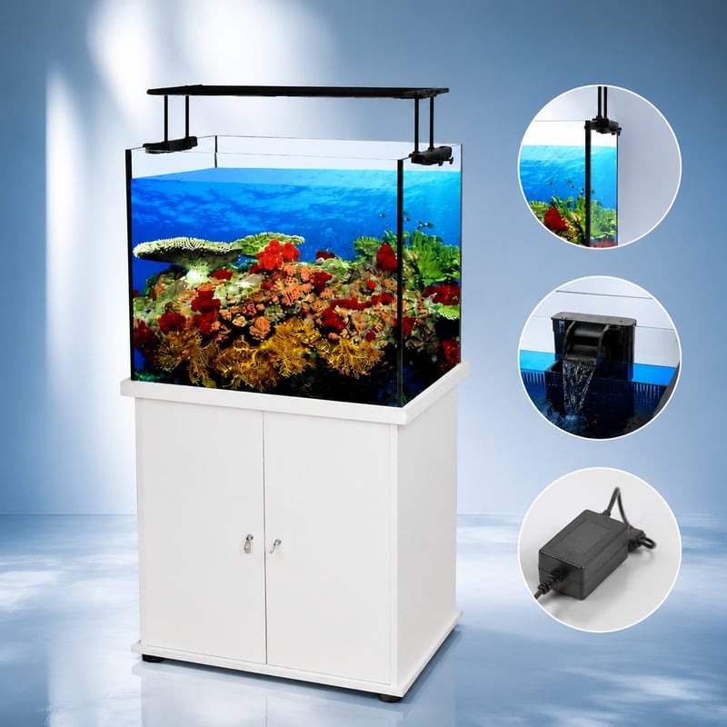 Gambar keunggulan Set Tangki Akuarium WK102 dengan Lampu LED Clip-On Ultra Tipis model WK102 untuk distributor dan tim pengadaan tangki akuarium