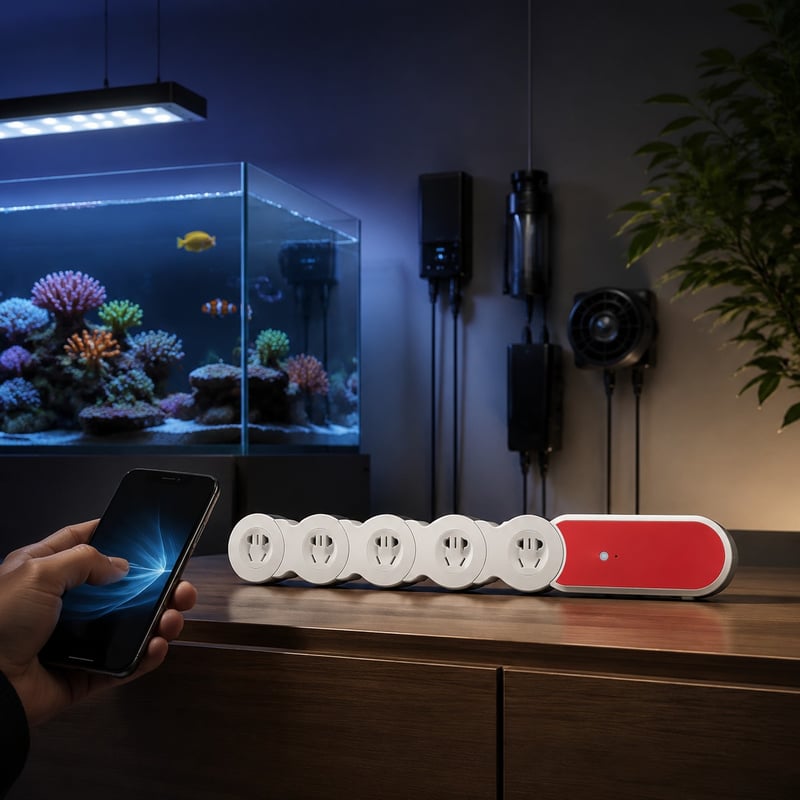 Gambar detail 2 Power Strip Akuarium Pintar WiFi 5 Soket WK125 model WK125 untuk pembeli grosir dan OEM peralatan akuarium