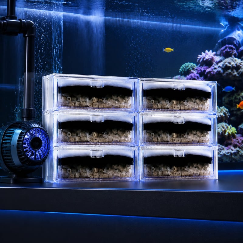 Sistem Filter Akuarium Biologis Trickle WK128 gambar performa model WK128 untuk distributor peralatan akuarium dan tim pengadaan