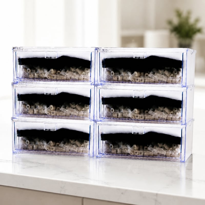Sistem Filter Akuarium Biologis Trickle WK128 gambar keunggulan model WK128 untuk distributor peralatan akuarium dan tim pengadaan
