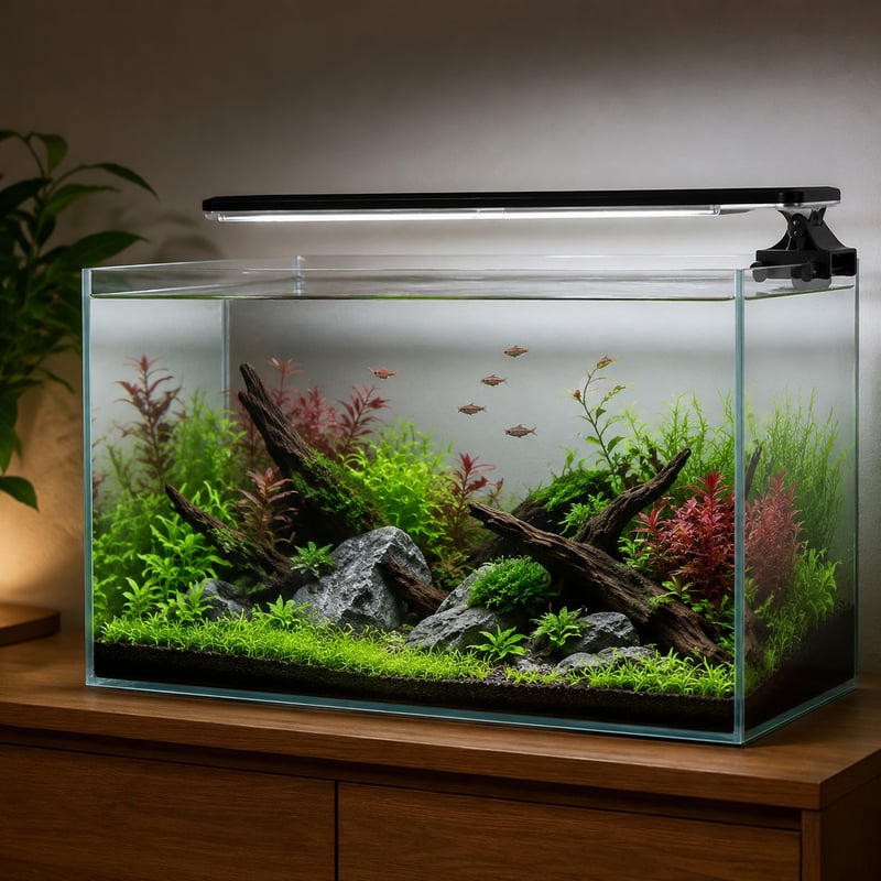 Lampu Akuarium Clip-On Ultra Slim WK129 gambar fungsi model WK129 untuk distributor peralatan akuarium dan tim pengadaan