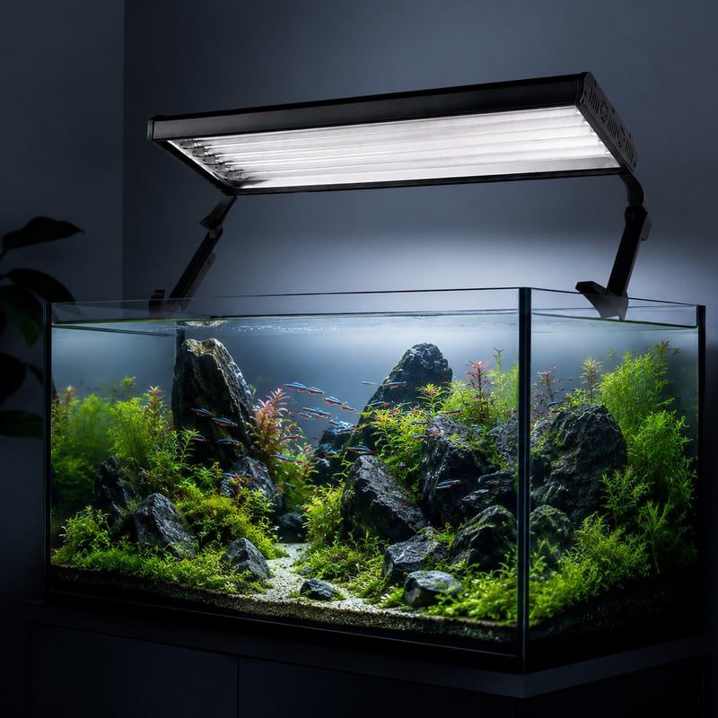 Gambar fungsi produk Armatur Lampu Akuarium T5 HO 6-Lampu WK135 model WK135 untuk distributor peralatan akuarium dan tim pengadaan